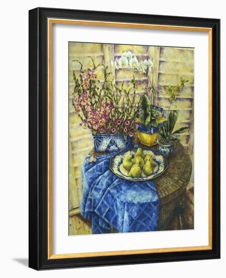 Orchids and Pears-Wendy Wooden-Framed Giclee Print