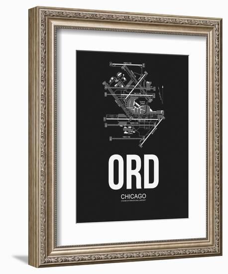ORD Chicago Airport Black-NaxArt-Framed Premium Giclee Print