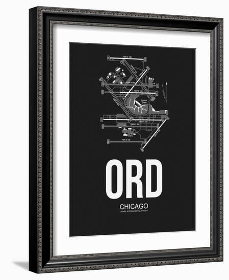 ORD Chicago Airport Black-NaxArt-Framed Art Print