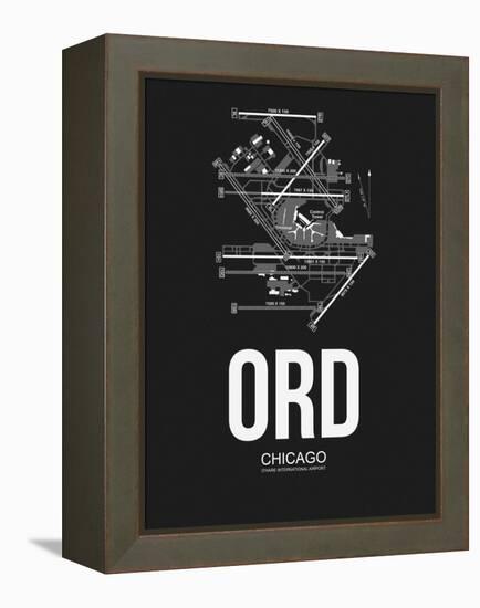 ORD Chicago Airport Black-NaxArt-Framed Stretched Canvas