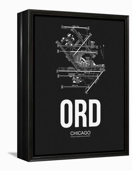 ORD Chicago Airport Black-NaxArt-Framed Stretched Canvas