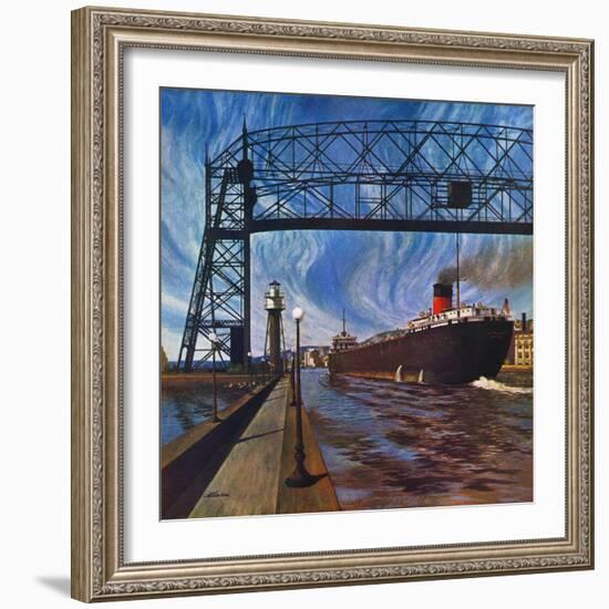 "Ore Barge," June 14, 1947-John Atherton-Framed Giclee Print