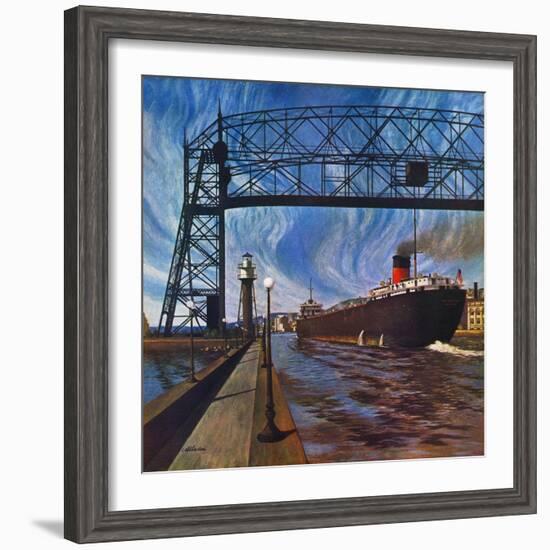 "Ore Barge," June 14, 1947-John Atherton-Framed Giclee Print