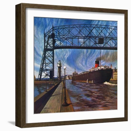 "Ore Barge," June 14, 1947-John Atherton-Framed Giclee Print