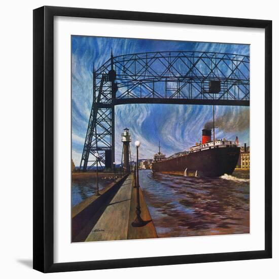 "Ore Barge," June 14, 1947-John Atherton-Framed Giclee Print