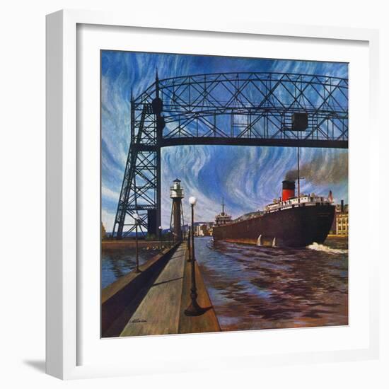 "Ore Barge," June 14, 1947-John Atherton-Framed Giclee Print