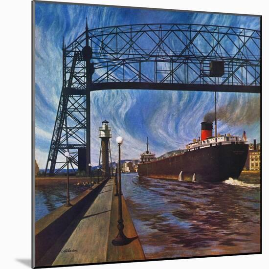 "Ore Barge," June 14, 1947-John Atherton-Mounted Giclee Print