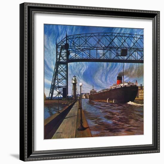 "Ore Barge," June 14, 1947-John Atherton-Framed Giclee Print