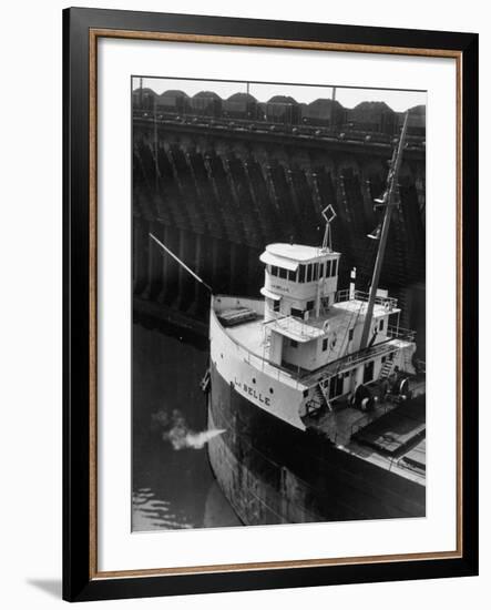Ore Carrier La Belle Arriving to Take on Cargo of Ore in the Great Lakes-Margaret Bourke-White-Framed Photographic Print