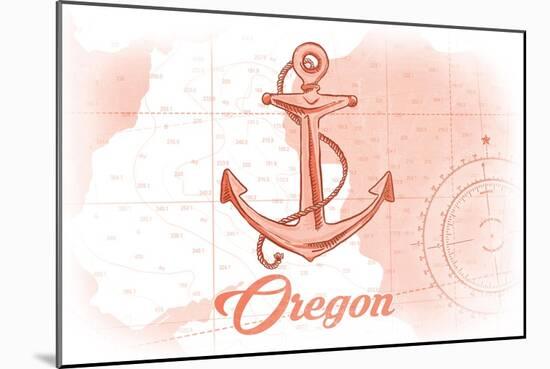 Oregon - Anchor - Coral - Coastal Icon-Lantern Press-Mounted Art Print