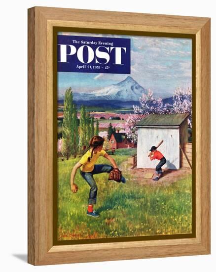 "Oregon Baseball" Saturday Evening Post Cover, April 21, 1951-John Clymer-Framed Premier Image Canvas