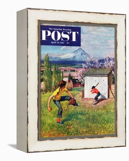 "Oregon Baseball" Saturday Evening Post Cover, April 21, 1951-John Clymer-Framed Premier Image Canvas