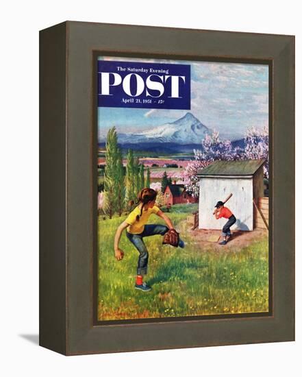 "Oregon Baseball" Saturday Evening Post Cover, April 21, 1951-John Clymer-Framed Premier Image Canvas