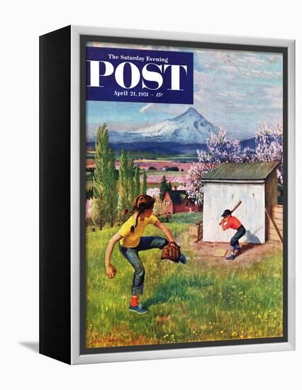 "Oregon Baseball" Saturday Evening Post Cover, April 21, 1951-John Clymer-Framed Premier Image Canvas