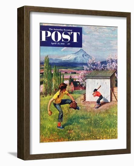 "Oregon Baseball" Saturday Evening Post Cover, April 21, 1951-John Clymer-Framed Giclee Print