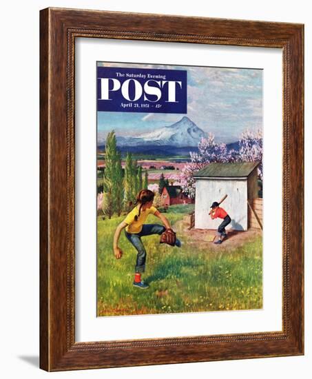 "Oregon Baseball" Saturday Evening Post Cover, April 21, 1951-John Clymer-Framed Giclee Print