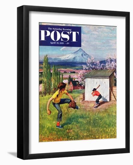 "Oregon Baseball" Saturday Evening Post Cover, April 21, 1951-John Clymer-Framed Giclee Print