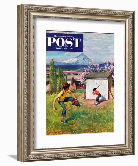 "Oregon Baseball" Saturday Evening Post Cover, April 21, 1951-John Clymer-Framed Giclee Print