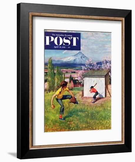 "Oregon Baseball" Saturday Evening Post Cover, April 21, 1951-John Clymer-Framed Giclee Print