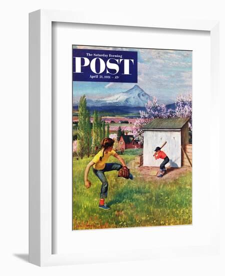 "Oregon Baseball" Saturday Evening Post Cover, April 21, 1951-John Clymer-Framed Giclee Print