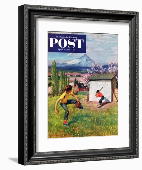 "Oregon Baseball" Saturday Evening Post Cover, April 21, 1951-John Clymer-Framed Giclee Print