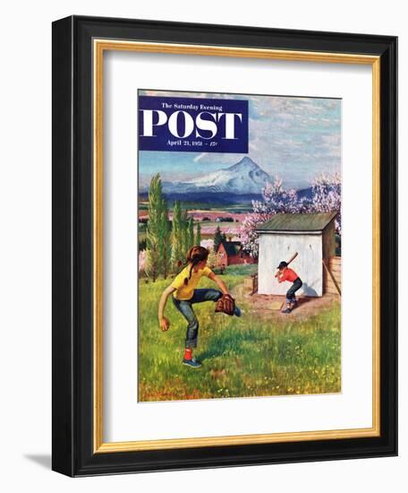 "Oregon Baseball" Saturday Evening Post Cover, April 21, 1951-John Clymer-Framed Giclee Print