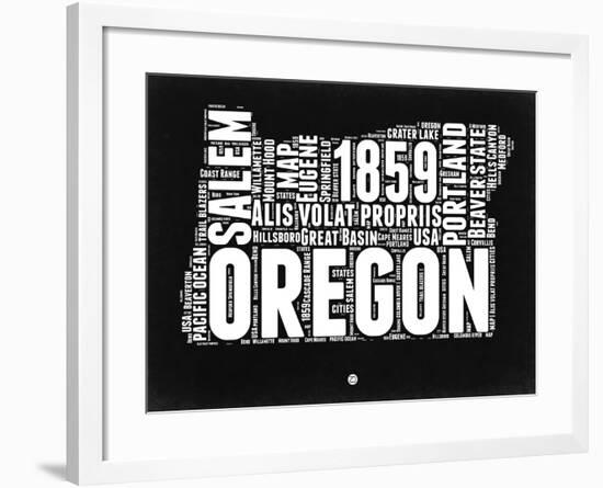 Oregon Black and White Map-NaxArt-Framed Art Print