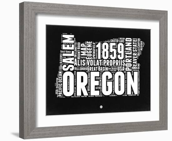 Oregon Black and White Map-NaxArt-Framed Art Print