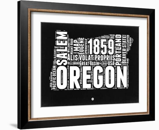 Oregon Black and White Map-NaxArt-Framed Art Print