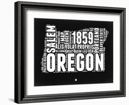 Oregon Black and White Map-NaxArt-Framed Art Print