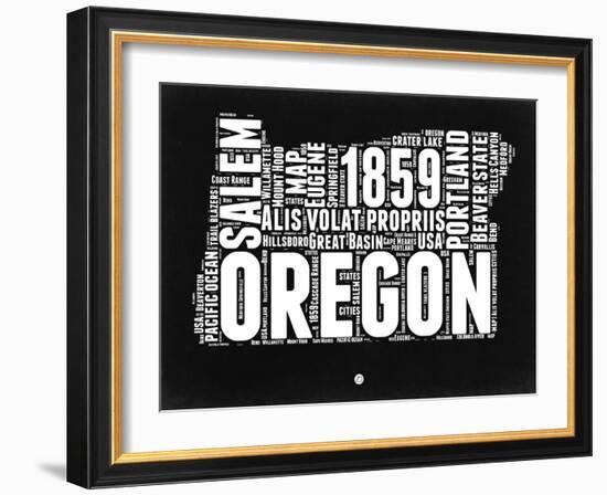 Oregon Black and White Map-NaxArt-Framed Art Print