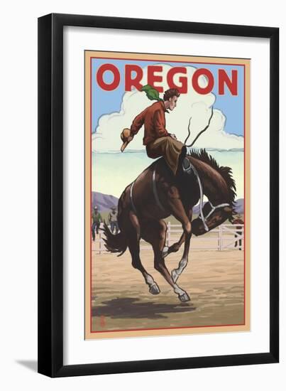 Oregon - Bucking Bronco-Lantern Press-Framed Art Print