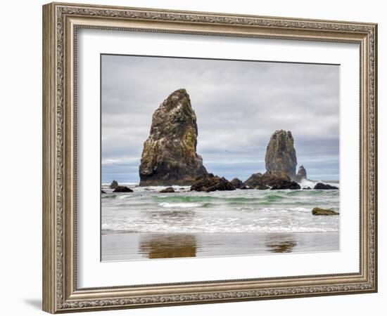 Oregon, Cannon Beach. Needle Seastack, stormy sky-Jamie and Judy Wild-Framed Photographic Print