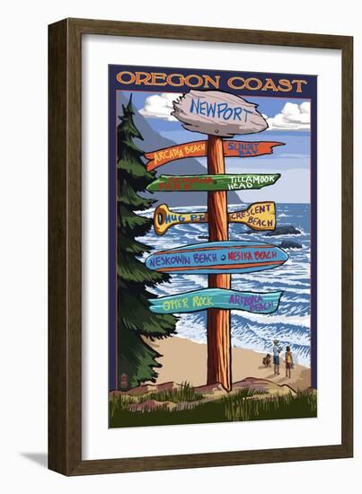 Oregon Coast Destinations-Lantern Press-Framed Art Print