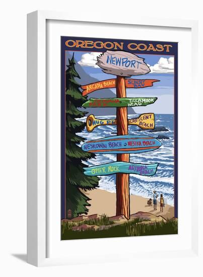 Oregon Coast Destinations-Lantern Press-Framed Art Print