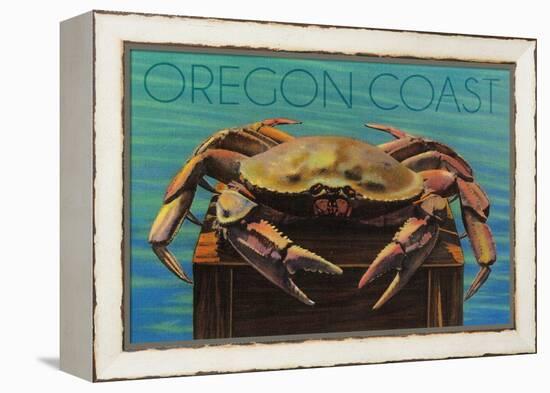 Oregon Coast - Dungeness Crab Vintage Postcard-Lantern Press-Framed Stretched Canvas