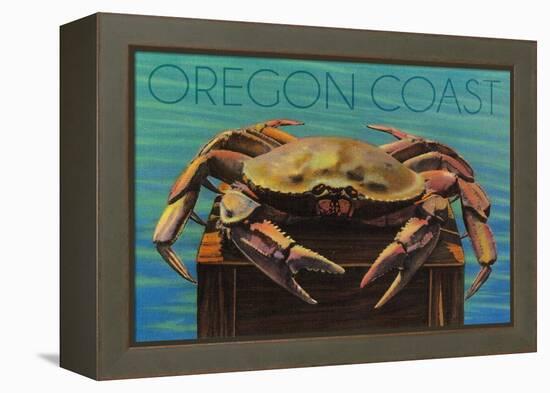 Oregon Coast - Dungeness Crab Vintage Postcard-Lantern Press-Framed Stretched Canvas