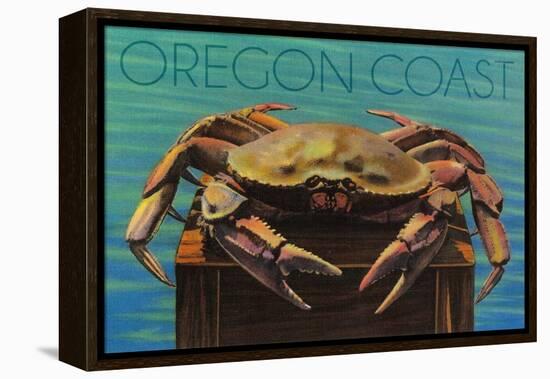 Oregon Coast - Dungeness Crab Vintage Postcard-Lantern Press-Framed Stretched Canvas