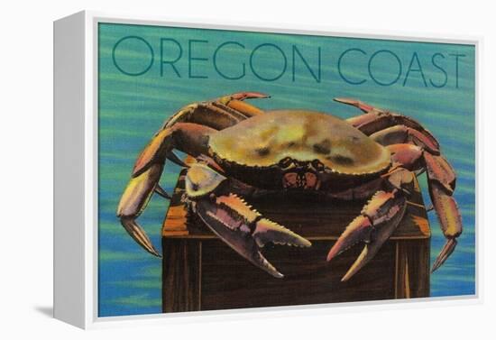 Oregon Coast - Dungeness Crab Vintage Postcard-Lantern Press-Framed Stretched Canvas