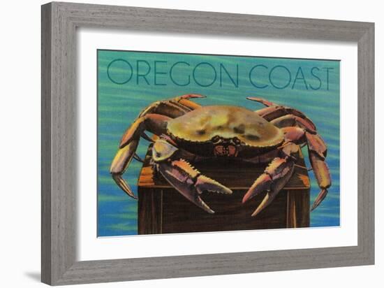 Oregon Coast - Dungeness Crab Vintage Postcard-Lantern Press-Framed Art Print