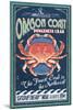 Oregon Coast - Dungeness Crab Vintage Sign-Lantern Press-Mounted Art Print