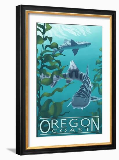 Oregon Coast - Leopard Shark-Lantern Press-Framed Premium Giclee Print