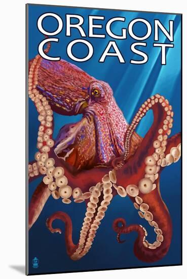 Oregon Coast - Red Octopus-Lantern Press-Mounted Art Print