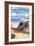 Oregon Coast - Retro Camper on Beach-Lantern Press-Framed Art Print