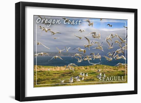 Oregon Coast - Seagulls-Lantern Press-Framed Art Print