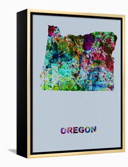 Oregon Color Splatter Map-NaxArt-Framed Stretched Canvas