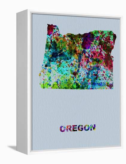 Oregon Color Splatter Map-NaxArt-Framed Stretched Canvas