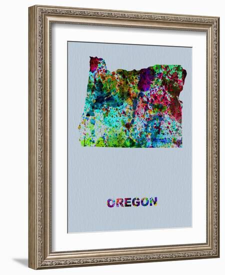 Oregon Color Splatter Map-NaxArt-Framed Art Print