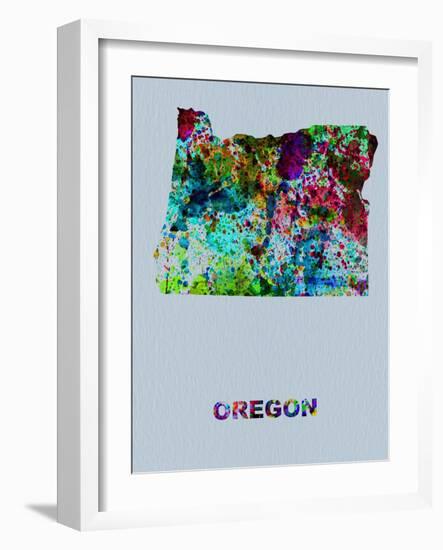 Oregon Color Splatter Map-NaxArt-Framed Art Print