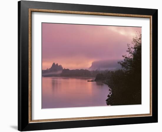 Oregon, Columbia River Gorge. Fog Along Columbia River-Steve Terrill-Framed Photographic Print